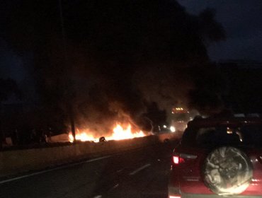 Barricadas incendiarias provocaron corte de ruta en Las Palmas en dirección a Santiago: se generó amplía congestión