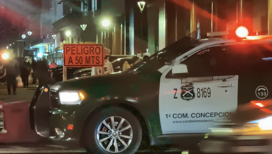 Sujetos intentaron atropellar a carabinero que los fiscalizó en el centro de Concepción: hubo disparos, un herido a bala y tres detenidos