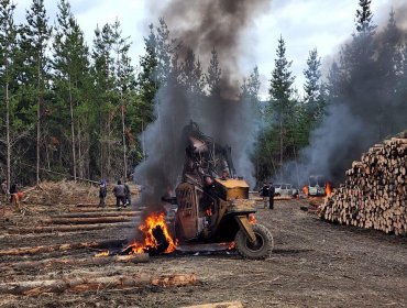 La CAM se adjudicó el ataque incendiario que afectó a 10 maquinarias en fundo de Forestal Mininco en Los Sauces