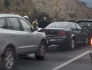 Accidentes de tránsito originan alta congestión vehicular en la autopista Troncal Sur, entre Quilpué y Viña del Mar