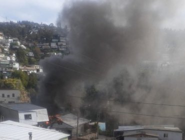 Dos viviendas fueron afectadas por incendio en el cerro Mariposas de Valparaíso