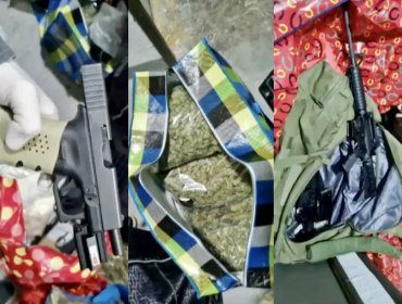 Denuncia por fuerte olor a marihuana en bodega de edificio en Estación Central permite descubrir armas de guerra y sacos con droga