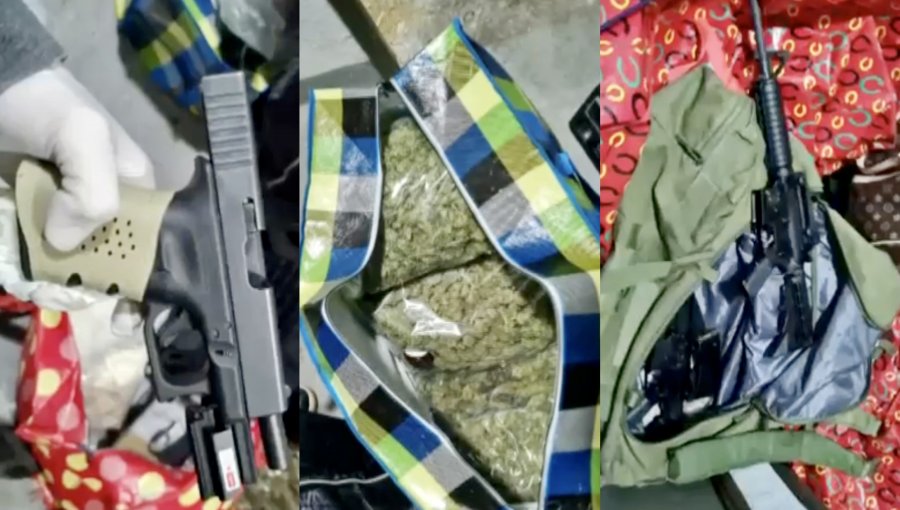 Denuncia por fuerte olor a marihuana en bodega de edificio en Estación Central permite descubrir armas de guerra y sacos con droga