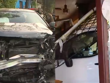 Violento accidente en Providencia: Auto quedó incrustado en restaurante peruano