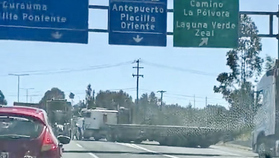 Paro indefinido de camioneros en la región de Valparaíso: alta congestión en la ruta 68 y acceso a Placilla bloqueado por transportistas