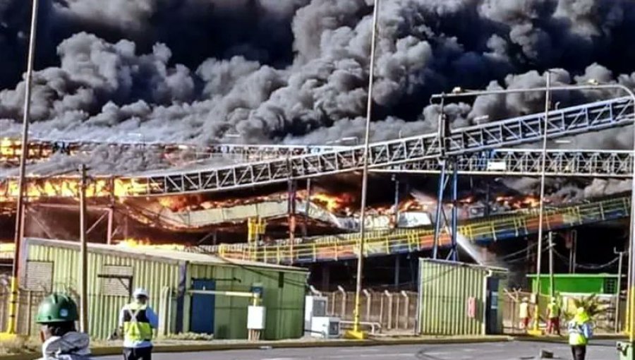 Puerto Ventanas informó que incendio en cinta transportadora de graneles sólidos en Puchuncaví se produjo de forma "intempestiva e imprevista"