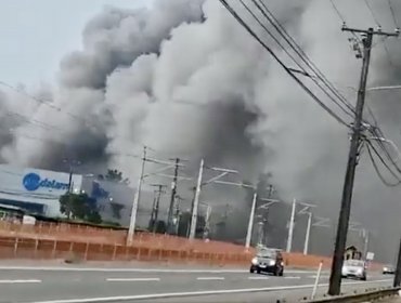 Dos bomberos resultaron lesionados en incendio que afectó a fábrica forestal y papelera de Coronel