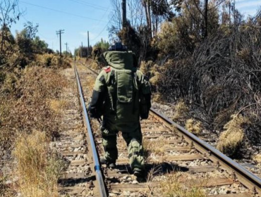 Hallan proyectil de mortero de uso militar a un costado de la línea férrea en Ercilla