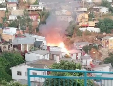 Cuatro viviendas resultaron afectadas por incendio en el cerro Rocuant de Valparaíso