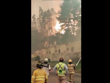 Hogar de ancianos resultó quemado por incendio en Tomé: fuego está cerca de Pesquera Camanchaca por lo que se solicitó evacuar