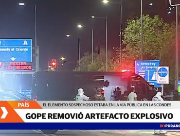 GOPE desarrolló operativo en Las Condes por artefacto sin detonar