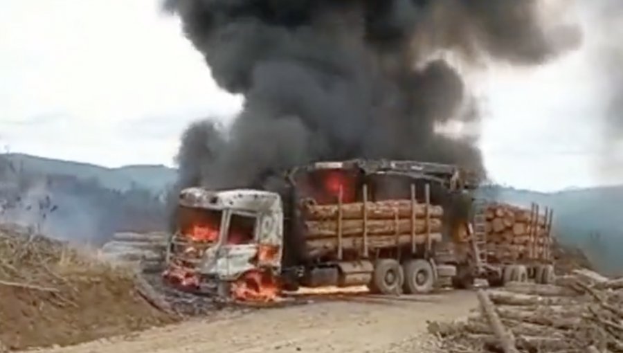 Nuevo ataque incendiario dejó un camión y dos máquinas forestales quemadas en La Araucanía