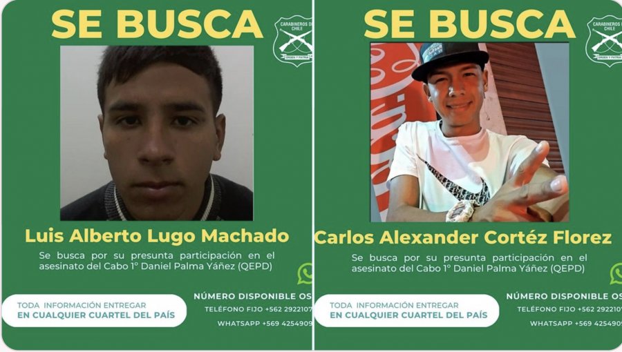 Se buscan: Dictan orden de detención contra los dos venezolanos sospechosos de asesinar a Carabinero