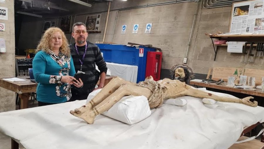 Destacan restauración del Cristo de la iglesia San Francisco de Valparaíso tras inspección