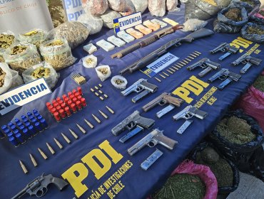 Detienen a traficantes e incautan drogas y 13 armas tras operativo en las regiones de Coquimbo, Valparaíso y Metropolitana