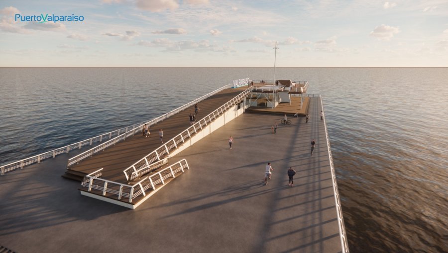 Con acceso inclusivo y uso de material reciclado Puerto Valparaíso inicia remodelación de Deck Muelle Barón