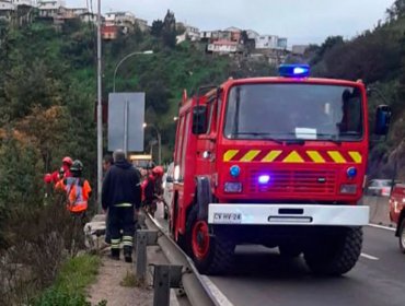 Hombre debió ser rescatado por Bomberos desde quebrada en Santos Ossa en Valparaíso