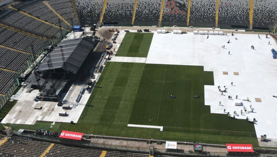 ANFP inspecciona estado de la cancha del estadio Monumental tras recital de Bruno Mars