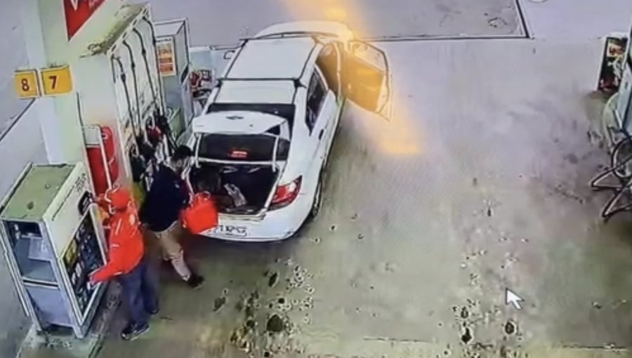 «Perro muerto» en servicentro Shell de Concón: cámaras de seguridad captan insólito robo de un bidón con 20 litros de combustible