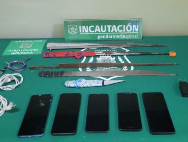 Incautan más de un centenar de armas blancas en cárceles de la región de Valparaíso en la previa a Fiestas Patrias