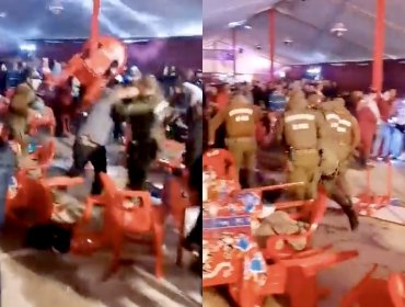 Violenta riña en las fondas de Curicó terminó con dos detenidos y un guardia lesionado