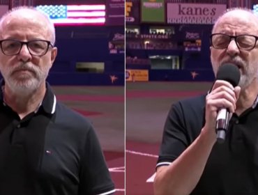Alberto Plaza genera ola de reacciones al interpretar el himno de Estados Unidos en partido de Béisbol