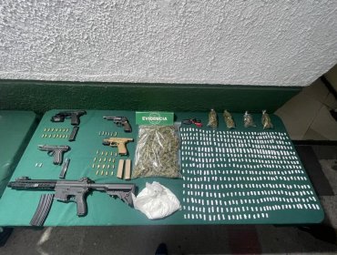 Seis detenidos en San Bernardo y El Bosque: incautan droga, armas y municiones