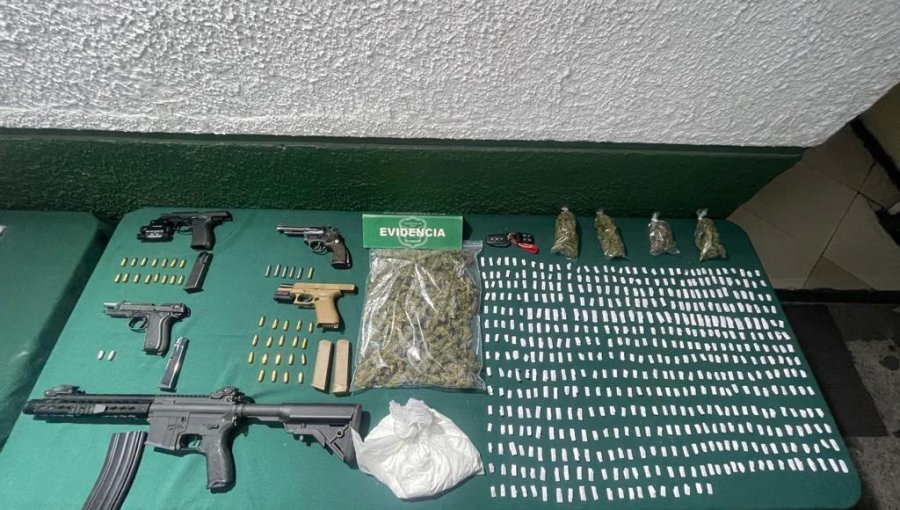 Seis detenidos en San Bernardo y El Bosque: incautan droga, armas y municiones