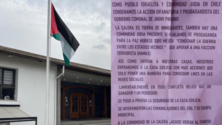 Grupo pro-Israel irrumpió en un auto en el Municipio de La Calera para protestar contra el alcalde Piraíno por tomar partido por Palestina