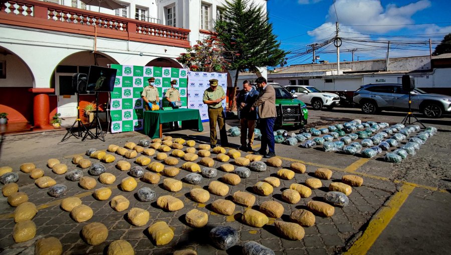 Carabineros decomisó marihuana prensa en bolones avaluada en $1.512 millones en Ruta 5 Norte