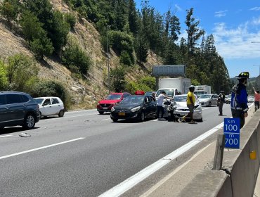 Cuatro adultos y un menor de edad resultaron lesionados tras colisión múltiple en la ruta 68 en dirección a Santiago