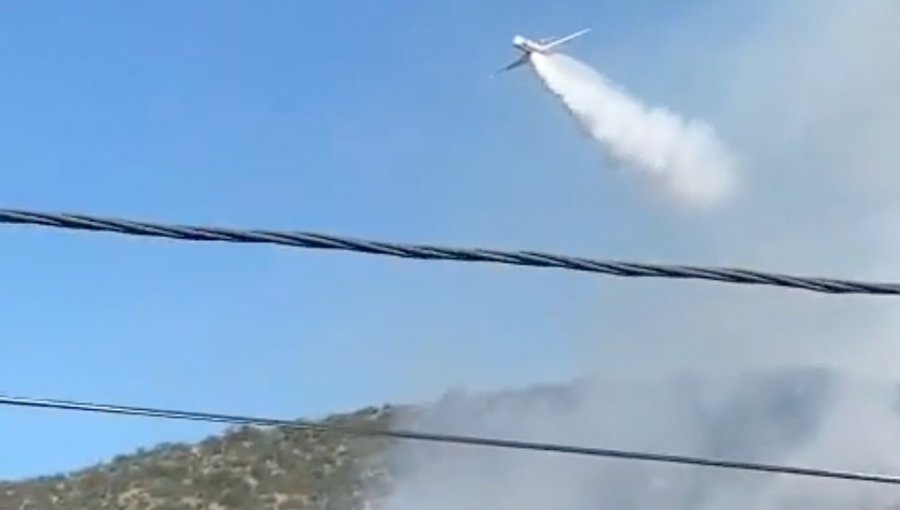 Incendio forestal en Olmué cuenta con el apoyo del recién llegado “Aero Tanker”