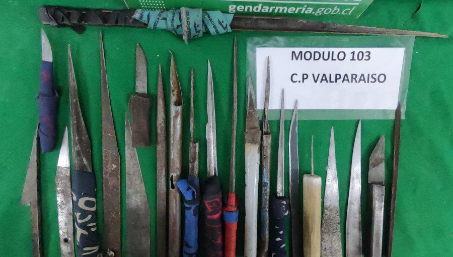 Allanamientos en cárceles de Valparaíso y San Felipe permiten incautar armas hechizas, drogas y teléfonos celulares