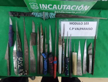 Allanamientos en cárceles de Valparaíso y San Felipe permiten incautar armas hechizas, drogas y teléfonos celulares