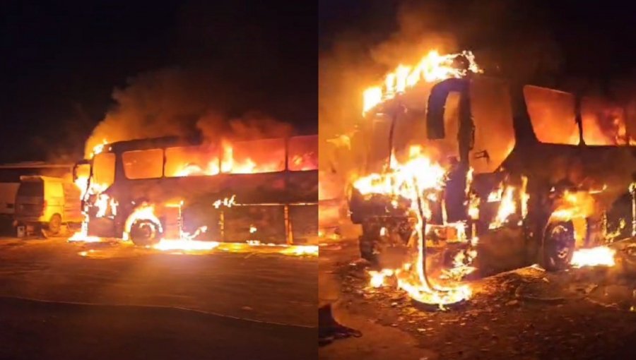 10 buses y tres vehículos quemados deja incendio en una parcela de La Pintana