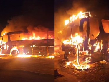 10 buses y tres vehículos quemados deja incendio en una parcela de La Pintana