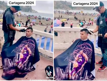 Cursan infracción al peluquero ilegal que se instaló en plena playa de Cartagena