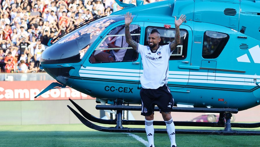 Arturo Vidal llegó en helicóptero al Monumental para su presentación como refuerzo de Colo-Colo