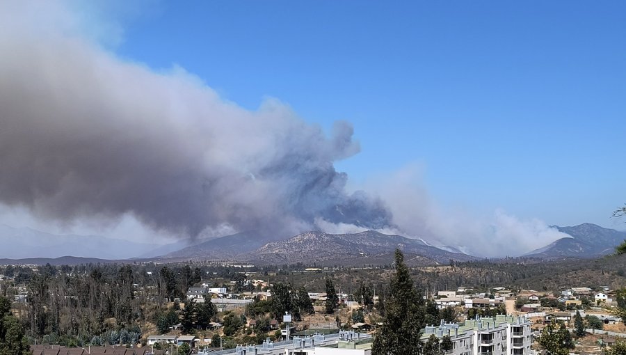 Solicitan evacuar los sectores Quebrada Escobares y Fundo el Rincón de Villa Alemana por incendio forestal