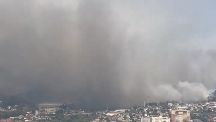 Voraz foco de incendio amenaza a los sectores de Limonares y Miraflores en Viña del Mar