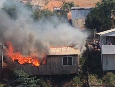 Vivienda fue completamente consumida por incendio en sector de Forestal Alto de Viña del Mar