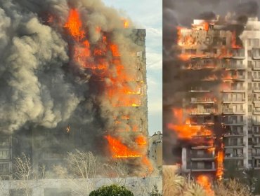 Voraz incendio consume edificio de viviendas de 14 pisos en España