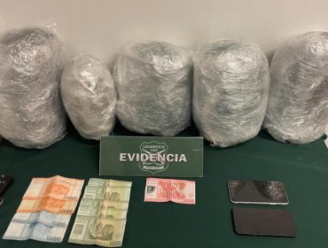 Dos jóvenes fueron detenidos al ser sorprendidos portando 5 kilos de cannabis sativa en ruta 5 Norte