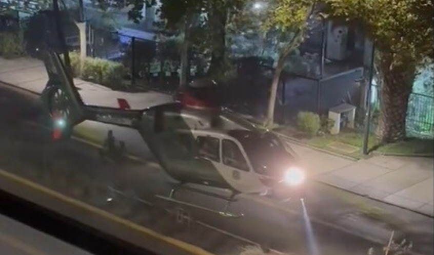 Helicóptero de Carabineros aterrizó en plena avenida Los Leones en Providencia tras accidente de funcionarios