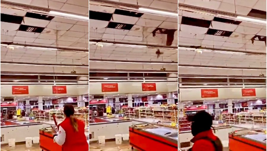 Techo de un supermercado en Valparaíso se cayó debido a las fuertes precipitaciones
