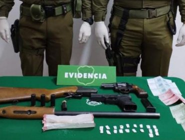 Cuatro sujetos fueron sorprendidos portando armas de fuego y municiones en cerro Rodelillo de Valparaíso