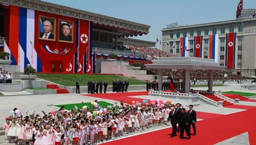 Las imágenes del fastuoso recibimiento de Kim Jong-un a Vladimir Putin en Corea del Norte