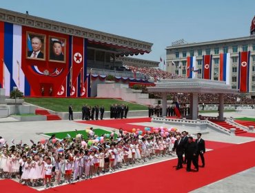 Las imágenes del fastuoso recibimiento de Kim Jong-un a Vladimir Putin en Corea del Norte