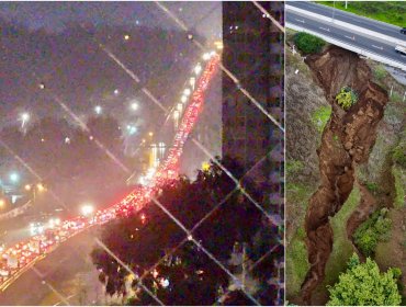 Corte de la ruta F30-E por socavón colapsa el Camino Internacional entre Viña y Concón