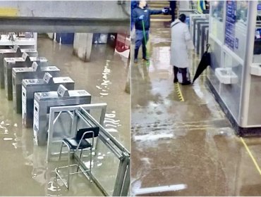 Inundación en la estación Villa Alemana del Tren Limache-Puerto obligó a abrir accesos laterales y a retirar el agua con bombas